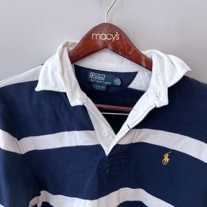 Polo Ralph Lauren Rugby Long Sleeve Shirt Blue White Medium